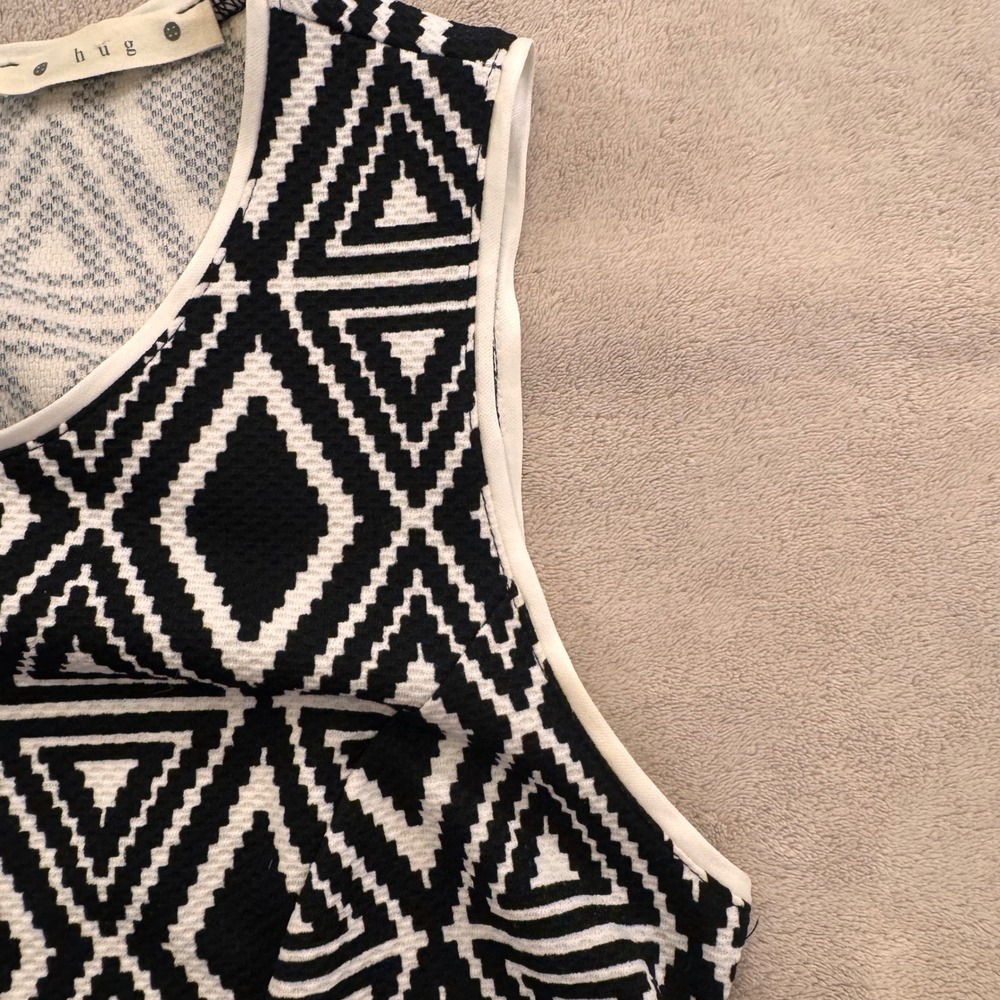 Retro Minimalist Geometric Diamond Fit Flare Dress Chic Mod Party Summer Sz‎ L - Picture 7 of 9